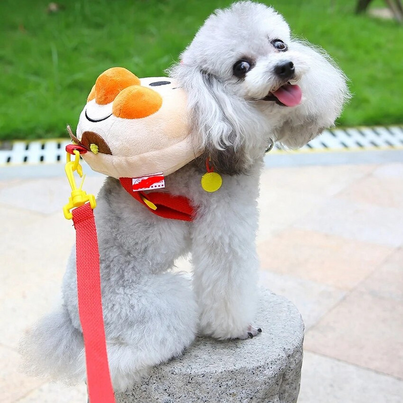 Harnaș de rucsac pentru câini drăguț din desene animate Cărucior pentru geanți de școală în aer liber Set de călătorie cu lesă pentru animale mici și mijlocii Articole pentru guler pentru animale de companie