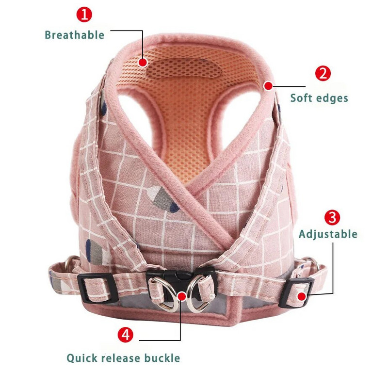 Kutya mellény mellkasi heveder pórázzal Fényvisszaverő légáteresztő macska kutya mellkasi hám Aranyos nyomtatott kényelmes hálós kisállat vontató póráz