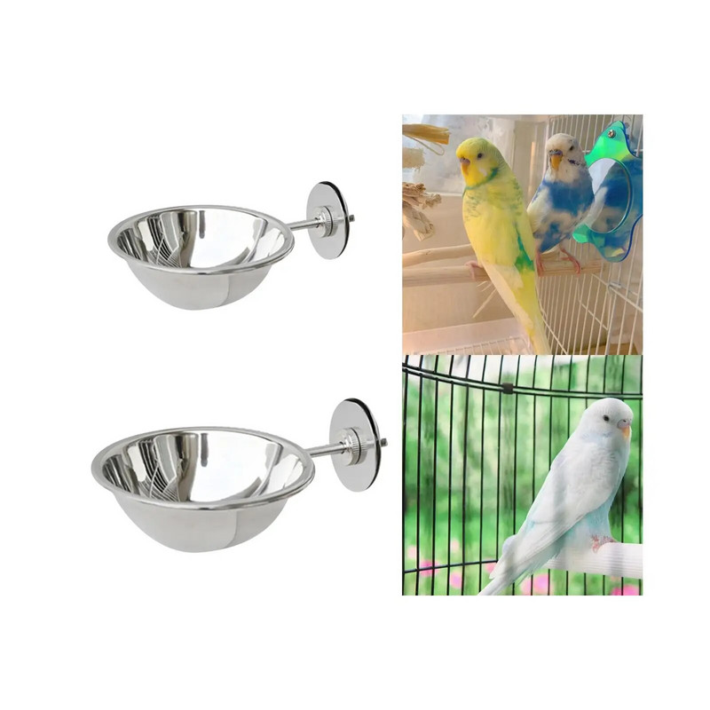 Paukščių narvelio šėrimo dubuo Gėrimų dalytuvas lauke Daugiafunkcis tvirtas nerūdijančio plieno paukščių narvelių tiektuvas Papūgos maisto vandens dubenys
