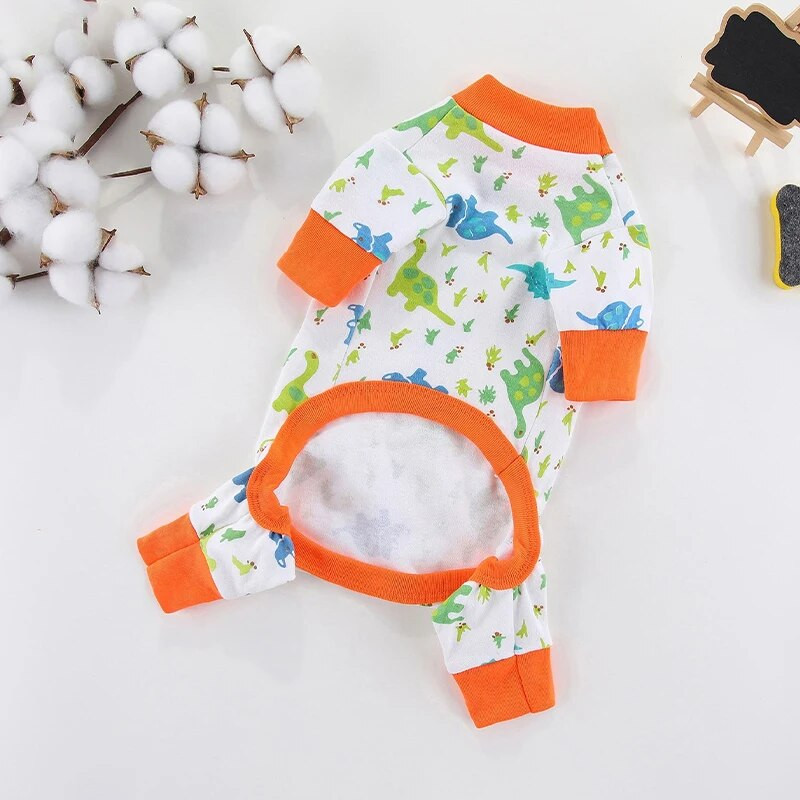 Šunų kombinezonas Mada Pavasariniai naminių šunų drabužiai Mieli spausdinti šuniukų pižamos Minkštas kačių kombinezonas Šiltas kačiuko drabužis Čihuahua drabužiai