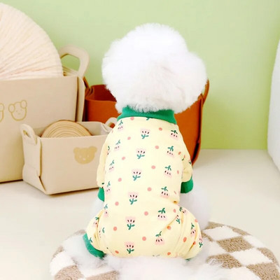 Rudeniniai naminių šunų kombinezonai Prabangūs rūbai šuniui Šilti Minkšti šuniukų pižamos Mieli spausdinti kačių kombinezonai Naminių gyvūnėlių sportiniai kostiumai Čihuahua šunų drabužiai