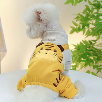 1PC Pet Apparel Dog Есенни и зимни удебелени панталони с презрамки на четири крака с вътрешна част и катарама за шнур за малко средно куче