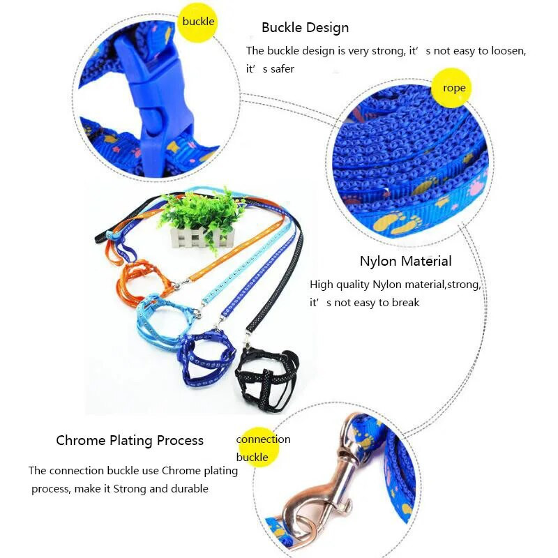 Ρυθμιζόμενο νάιλον γιλέκο και σετ λουριών για μικρούς σκύλους, λουρί για περπάτημα κατοικίδιων σε εξωτερικό χώρο, μπλε και ροζ