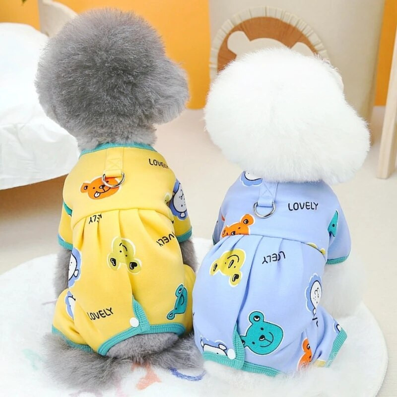 Moodsad Koerariided Sügisene koerte kombinesoonid Soojad Pehmed Kutsika Pidžaamad Armsad Prints Kasside Kombinesid Lemmikloomarõivad Chihuahua Yorkie Riided