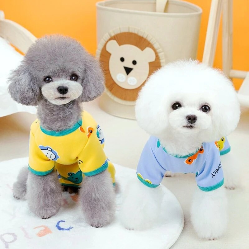 Moodsad Koerariided Sügisene koerte kombinesoonid Soojad Pehmed Kutsika Pidžaamad Armsad Prints Kasside Kombinesid Lemmikloomarõivad Chihuahua Yorkie Riided