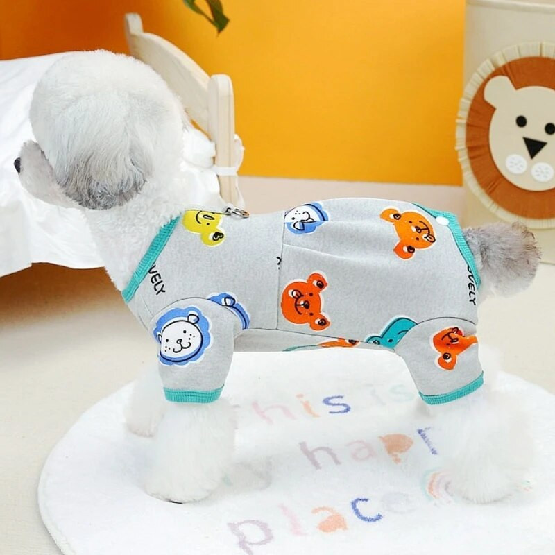 Moodsad Koerariided Sügisene koerte kombinesoonid Soojad Pehmed Kutsika Pidžaamad Armsad Prints Kasside Kombinesid Lemmikloomarõivad Chihuahua Yorkie Riided