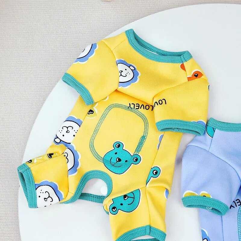 Moodsad Koerariided Sügisene koerte kombinesoonid Soojad Pehmed Kutsika Pidžaamad Armsad Prints Kasside Kombinesid Lemmikloomarõivad Chihuahua Yorkie Riided