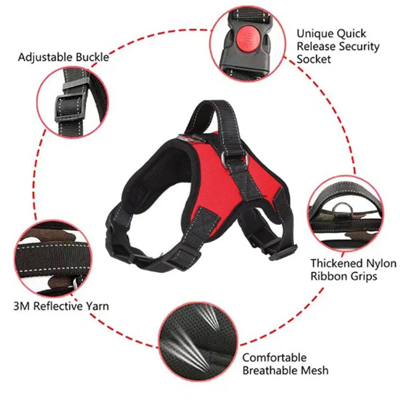 Hamuri pentru câini în stil clasic, fără tragere, din nailon, durabil, reglabil, pentru câini de companie, cu mâner, pentru antrenament, pentru câini, ciobănesc german