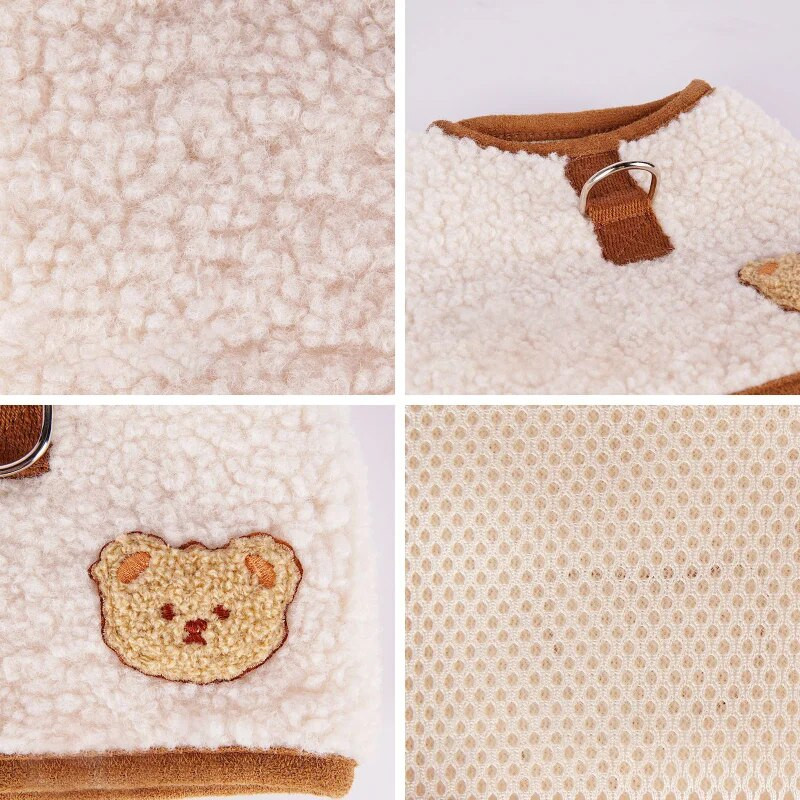 Mājdzīvnieku jēra vilnas zirglietas Apģērbu pavadas komplekts Ziemas silts Funkcionāls mājdzīvnieku pavadas Regulējama veste krūšu siksna Kucēns Traction kaķis kaķēns