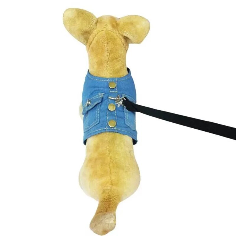 Madingi džinsiniai šunų liemenės pakinktai, kvėpuojantys naminiams gyvūnėliams, kačių dirželiai šuniuko pavadėliui ant krūtinės antkaklio apranga Produktai, skirti mažiems šunims augintiniams