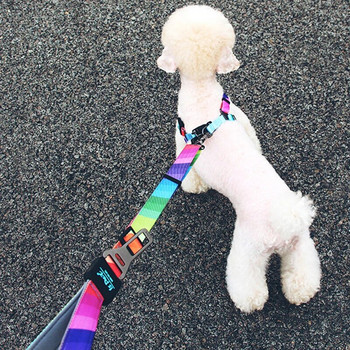 Каишка колан яка колан предпазен колан двойна дръжка за малки средни кучета, атрактивен цвят на дъгата, висококачествен издръжлив материал