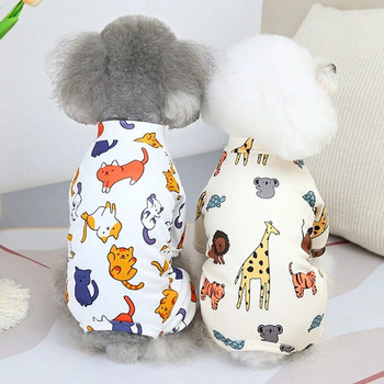 Топла пижама за кучешки гащеризон, животински шарки, дрехи за домашни кучета, пижама за кученце, котка, анцуг за малки кучета, костюм за домашни любимци Chiwawa XL