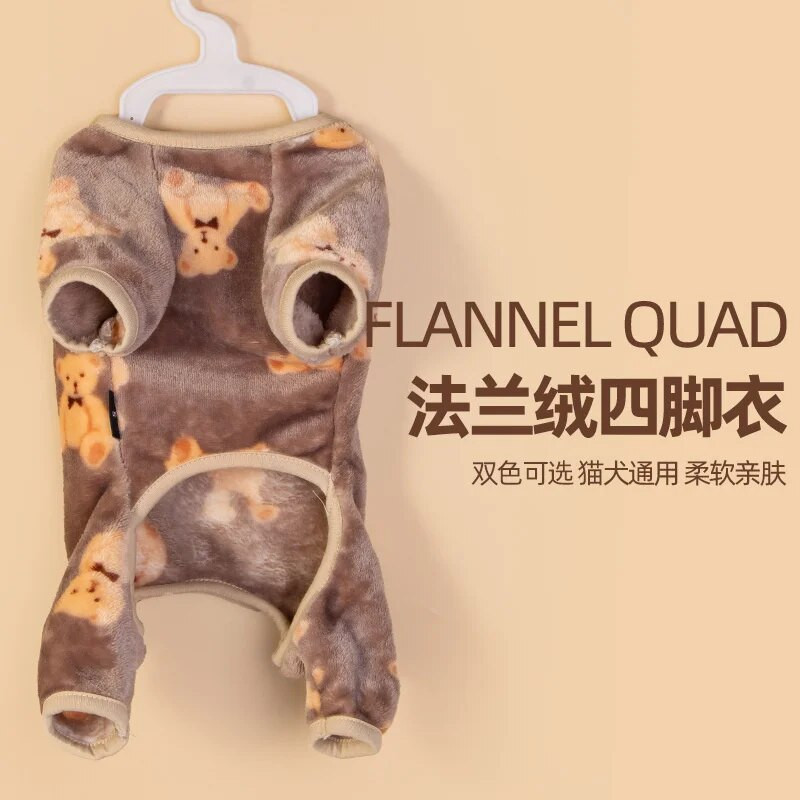 Vidutiniai maži šunų drabužiai Šilti aksominiai augintiniai pliušiniai kombinezonai rudens žiema, saldi pižama Kačiukas šuniukas Mielas megztinis Čihuahua pudelis