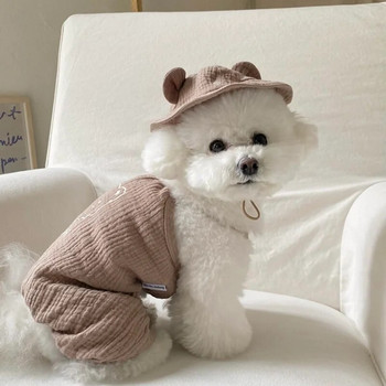 1/Σετ Καλοκαιρινά Ρούχα Σκύλου Teddy Τετράποδα Χαριτωμένα Teddy ριγέ πιτζάμες Yorkshire Soft Jumper Puppy Dog Ρούχα Γιλέκο για κατοικίδια Προμήθειες