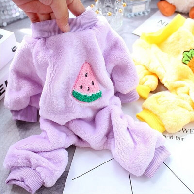 Rūbai šunims rudeniui ir žiemai Naujausi vilnoniai šunų kostiumai mažiems šunims augintiniams 2022 m. vaisiais marginta keturkojų šunų pižama