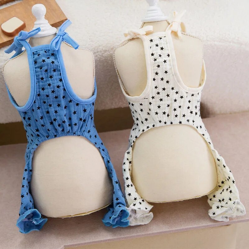 NAUJAUSI Naminių šunų kombinezonas Drabužiai Vasariniai smėlio spalvos Mėlyni Sling Onesie Drabužiai šuniui Šuniuko kačiuko kelnaitės 4 kojytės megztinis Kombinezonai Yorkie