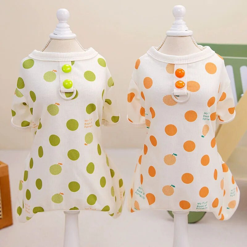 Taškinio rašto 4 kojų gobtuvas pižamos šunų drabužiai Naujausios naminių gyvūnėlių pižamos mažiems šunims Oranžinės žalios spalvos šuniuko kombinezonas pižama meškiukas