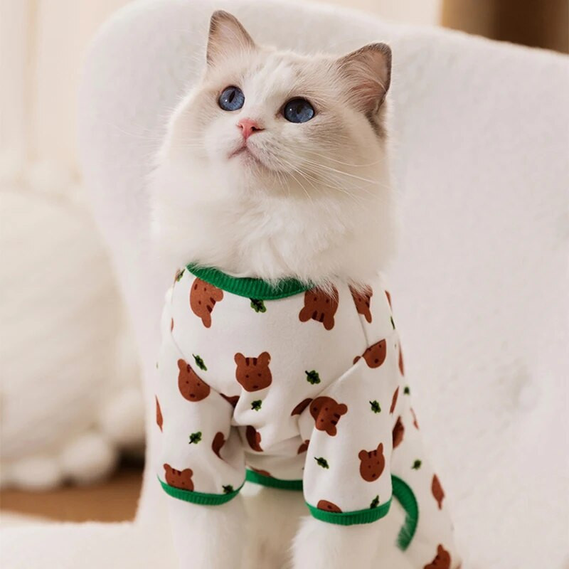 Haine pentru câini pentru câini de talie mică Salopetă pentru câini cu dungi Haină de toamnă pentru animale de companie Urs drăguț pentru câini pijamale pisoi cățeluș hanorac cămașă pentru câini