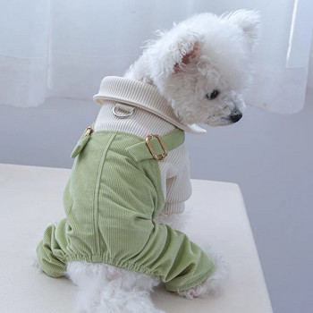 1PC Облекло за домашни любимци Пролетни и есенни панталони с презрамки Зелени панталони с четири крака с копче за дърпане на въже за малки и средни кучета