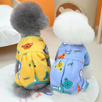 Пижама за кучешки гащеризон с анимационен модел Есенни и зимни дрехи за кучета Увито коремче Кученце Котешка пижама Гащеризон за малки кучета Чихуахуа