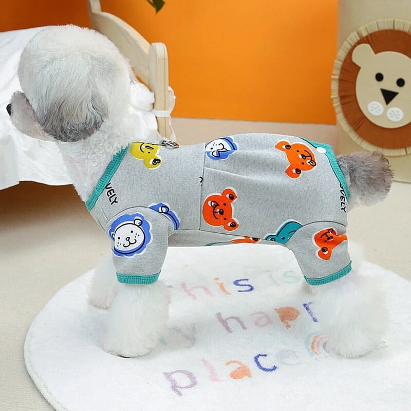 Πιτζάμες φόρμες για σκύλους με μοτίβο κινουμένων σχεδίων Φθινοπωρινά και χειμερινά ρούχα για σκύλους με τυλιγμένο κοιλιακό κουτάβι γάτα πιτζάμες φόρμες για μικρά σκυλιά Τσιουάουα