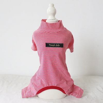 Rudens ir žiemos dryžuota spauda medvilnė plona aštuonių spalvų Keturių kojų šunys pižamos naminių gyvūnėlių drabužiai šunų drabužiai pižamos kamai