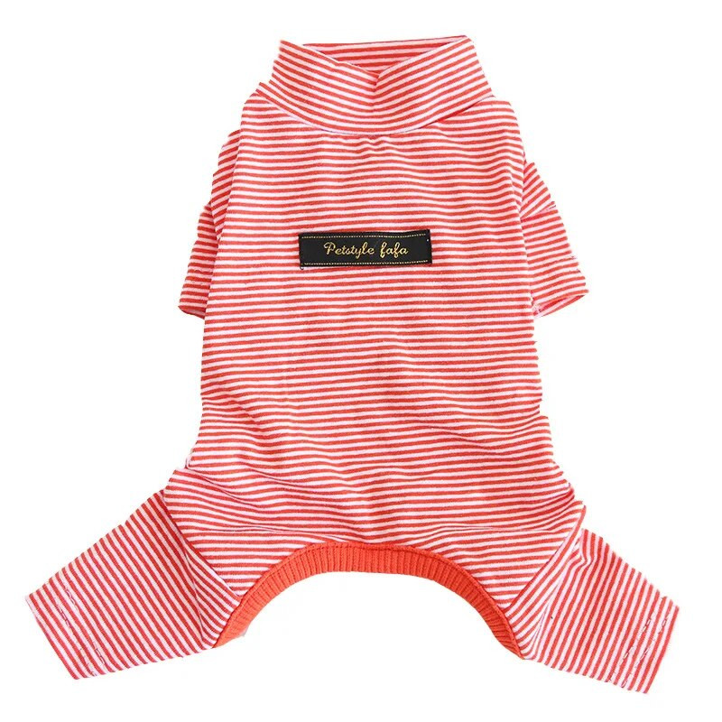 Rudens ir žiemos dryžuota spauda medvilnė plona aštuonių spalvų Keturių kojų šunys pižamos naminių gyvūnėlių drabužiai šunų drabužiai pižamos kamai