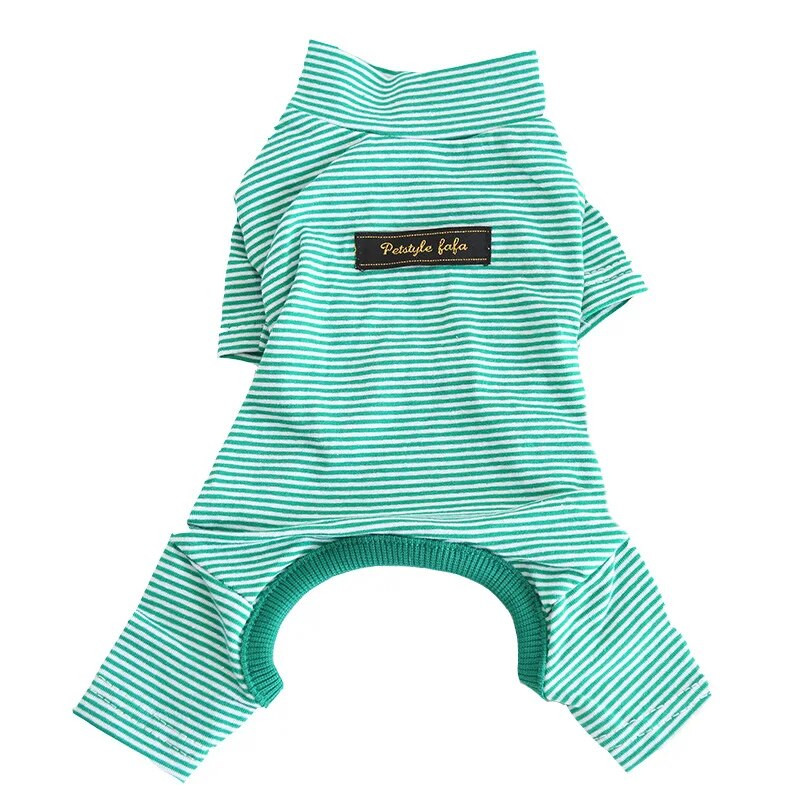 Rudens ir žiemos dryžuota spauda medvilnė plona aštuonių spalvų Keturių kojų šunys pižamos naminių gyvūnėlių drabužiai šunų drabužiai pižamos kamai