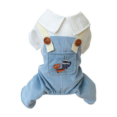 Négylábú kutyakombinát, lehajtható nyakörv, kiskutya body, dekoratív patchwork kávé kenyér minta Macskák kutyák overálok kisállatruhák