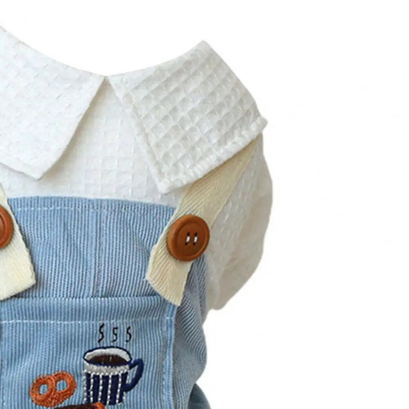 Négylábú kutyakombinát, lehajtható nyakörv, kiskutya body, dekoratív patchwork kávé kenyér minta Macskák kutyák overálok kisállatruhák