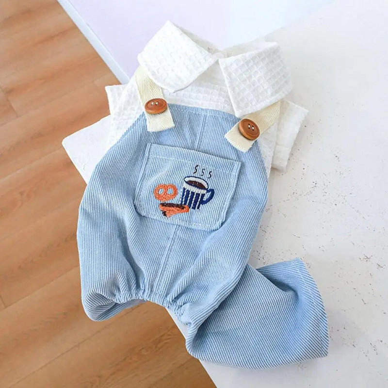 Négylábú kutyakombinát, lehajtható nyakörv, kiskutya body, dekoratív patchwork kávé kenyér minta Macskák kutyák overálok kisállatruhák