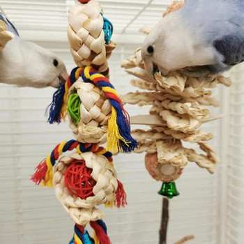 Играчка за папагал Полезна развлекателна играчка за птици за домашни любимци Царевична кора Ратанова топка Играчка за дъвчене на птици за папагал