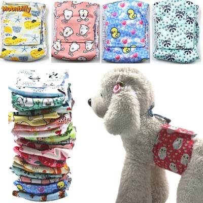 Desen animat Animale reutilizabile Animale de companie Câine Masculin Câine Pantaloni fiziologici Lenjerie de corp sanitară reglabilă Bandă pentru burtă Scutec de bumbac Cățeluș