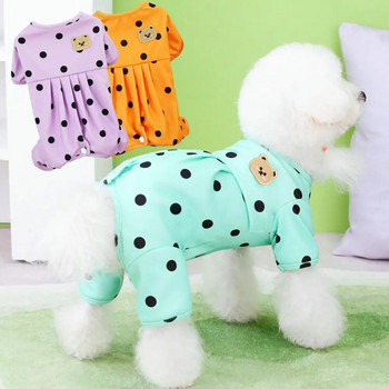 Боди за домашни любимци Очарователно ярко цветно декоративно домашно кученце Четирикрако гащеризон на точки Кучешка пижама Ежедневно облекло