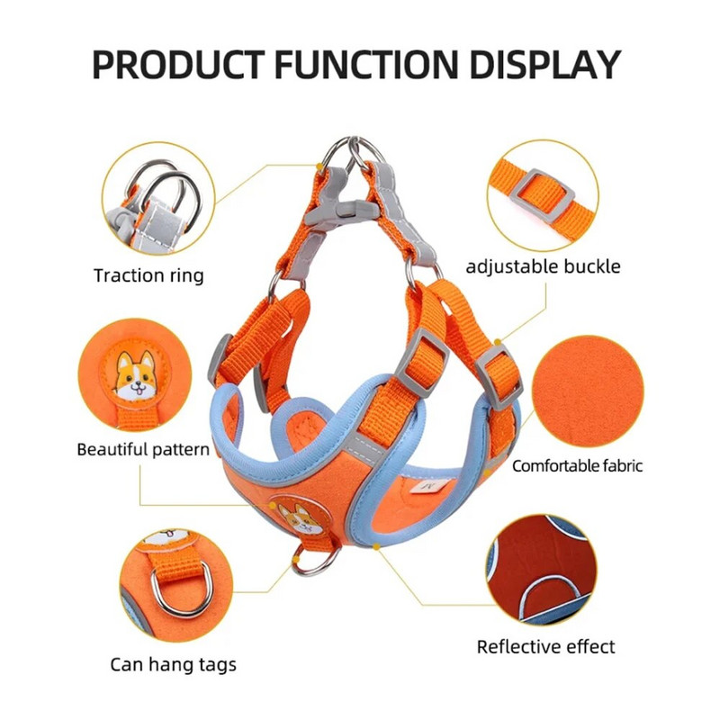 Állítható kutyahám és póráz szett Fényvisszaverő kölyökkutya ajándék macskahám mellény kis kutya kültéri kiképző pórázok húzás nélkül