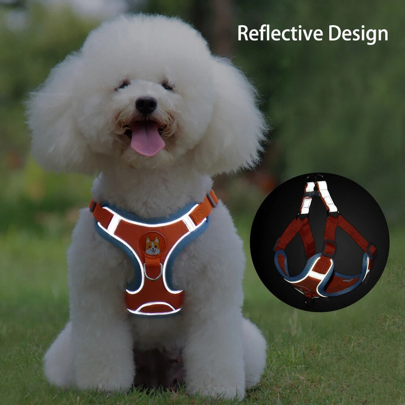 Állítható kutyahám és póráz szett Fényvisszaverő kölyökkutya ajándék macskahám mellény kis kutya kültéri kiképző pórázok húzás nélkül