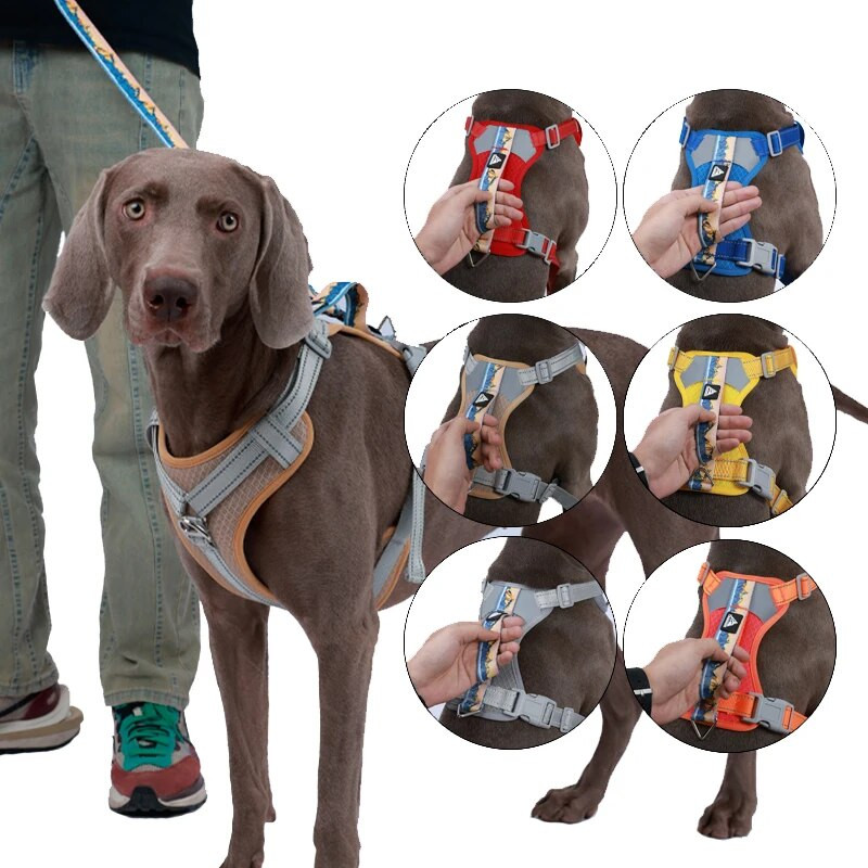 Vaikščiojantis mažas didelis treniruočių nailono reguliuojama liemenė šviesą atspindinti naminis šuo vidutinė rankena didelis dirželis be įtempimo liemenė reguliuojama