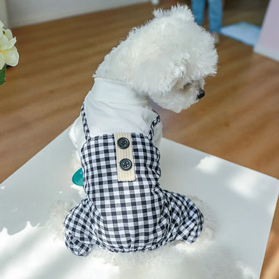 Saldūs šunų drabužiai Pavasaris Vasara Rožinė Mėlyna PJS Šunų kombinezonas Plaid kelnaitės Baltos spalvos marškinėliai Naminių gyvūnėlių kombinezonai Pižama mažiems šunims Taksas