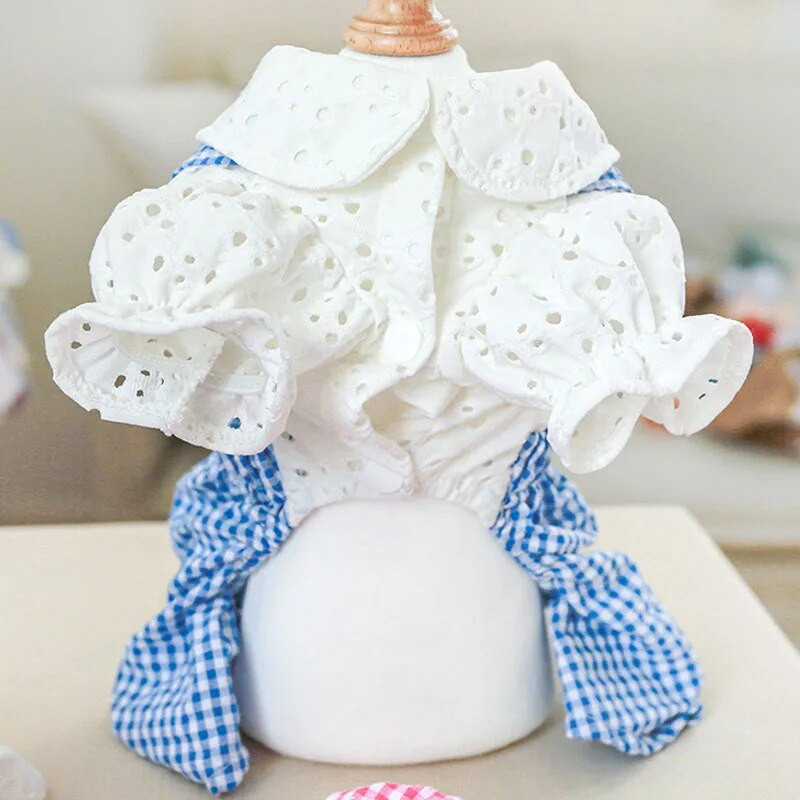 Saldūs šunų drabužiai Pavasaris Vasara Rožinė Mėlyna PJS Šunų kombinezonas Plaid kelnaitės Baltos spalvos marškinėliai Naminių gyvūnėlių kombinezonai Pižama mažiems šunims Taksas