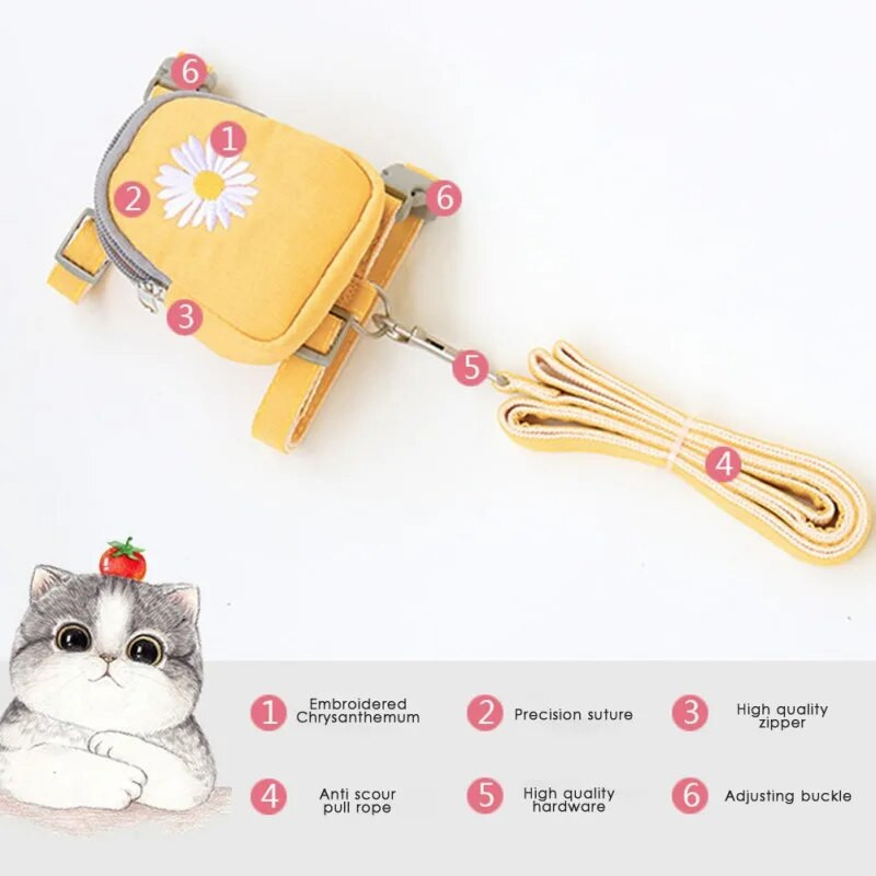 Kisállat macska hátizsák D-gyűrűs pórázzal, pánttal Póráz Hordtáska kis kutya macskáknak Utazás Kemping Túrázás