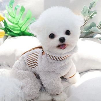 Ζεστή φόρμα για σκύλους από ζεστό φλις για μικρά σκυλιά Ρούχα για χειμερινά κατοικίδια με αγκράφα Ολόσωμες φόρμες μασκότ από Pomeranian Poodle Ρούχα για γάτες