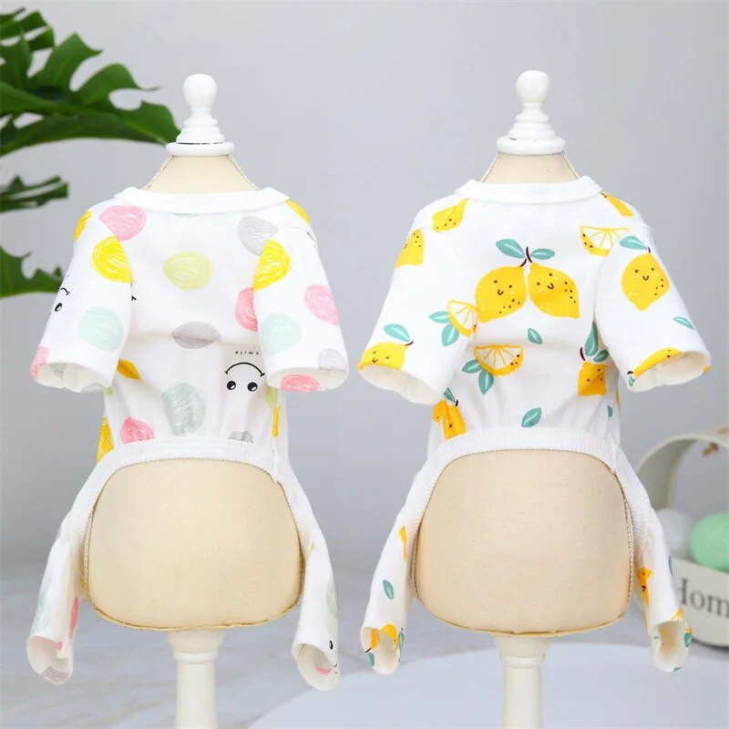 Puha pamut kutyus pizsama kombiné kis kutyáknak francia bulldog chihuahua alsóing aranyos mintás kiskutya ruházat kisállat kellékek