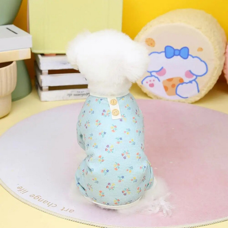 Kutyapulóveres pizsama Lovely 4 lábú kisállatruházati ruhák csinos kutyapizsama kis kutyusok virágos kombiné kis közepes kutyáknak