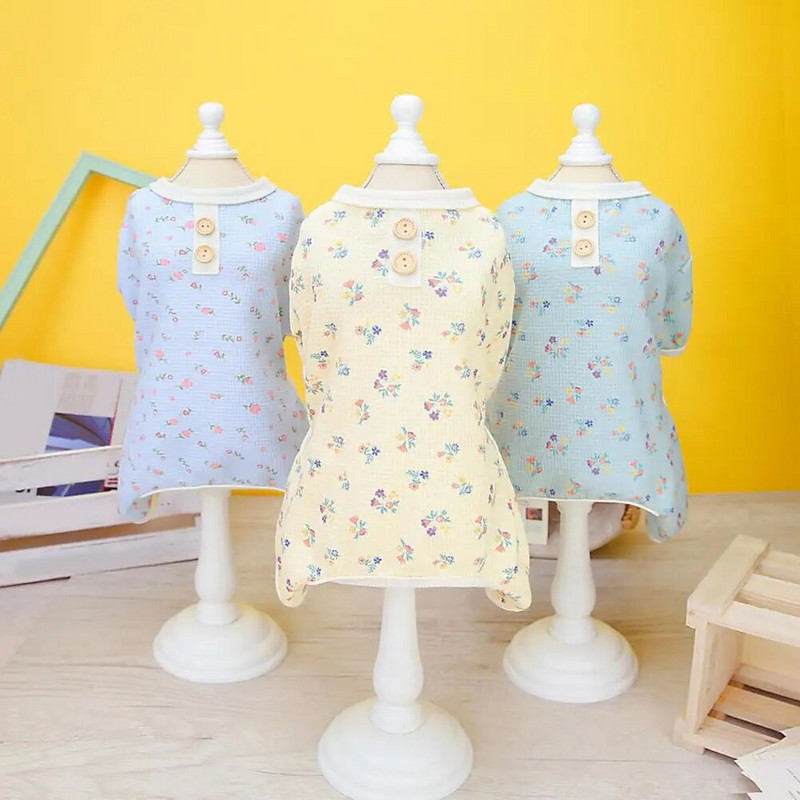 Kutyapulóveres pizsama Lovely 4 lábú kisállatruházati ruhák csinos kutyapizsama kis kutyusok virágos kombiné kis közepes kutyáknak