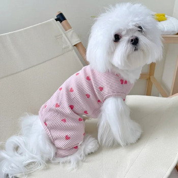 Love Four Logged Home Στολή Ρούχα για κατοικίδια Μικρό σκυλί Teddy Bears Πομερανίας Πιτζάμες Puppy Dog Φθινοπωρινό χειμωνιάτικο μπλουζάκι