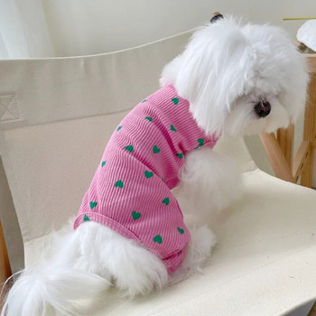 Love Four Logged Home Στολή Ρούχα για κατοικίδια Μικρό σκυλί Teddy Bears Πομερανίας Πιτζάμες Puppy Dog Φθινοπωρινό χειμωνιάτικο μπλουζάκι