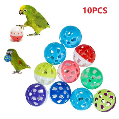 10Pcs Pet Parrot Toy Colorful Hollow Rolling Bell Ball Bird Toy Папагал Cockatiel Parrot Chew Cage Pet Birds Забавни играчки за обучение