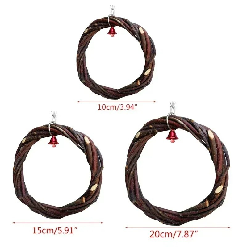 Cerc de ratan Jucărie de păsări Cușcă agățată Urcare Leagăn Mestecare Inel de mușcătură Clopoțel Jucărie Păsări Jucărie papagal Macaw Biban în picioare Treci crengă de măr