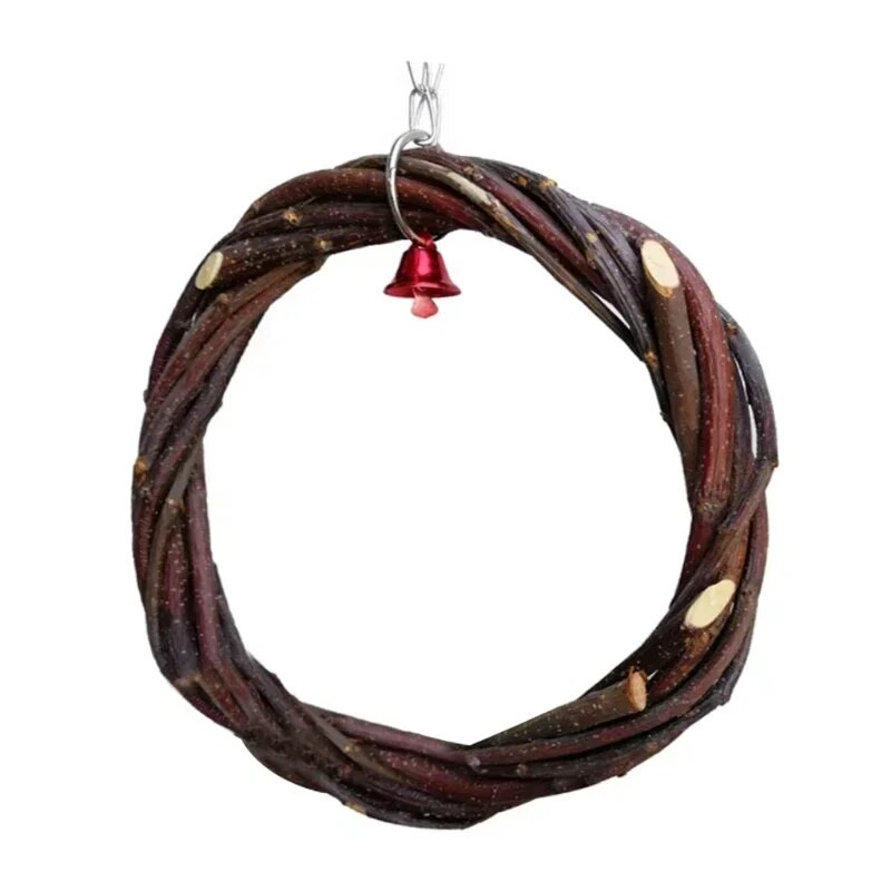 Cerc de ratan Jucărie de păsări Cușcă agățată Urcare Leagăn Mestecare Inel de mușcătură Clopoțel Jucărie Păsări Jucărie papagal Macaw Biban în picioare Treci crengă de măr