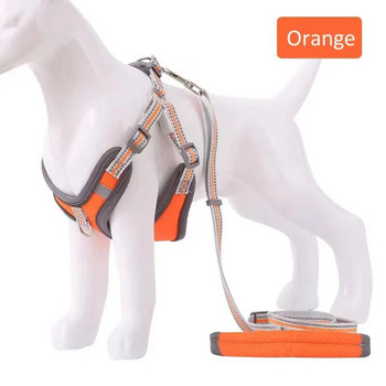 Нагръдник за домашни кучета, регулируема каишка за кучета и комплект нашийници, въвеждащ се нагръдник за кучета, 3M светлоотразителна жилетка за кучета за малки и средни кученца